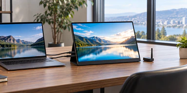 USB-C and HDMI wired portable touchscreen monitor
