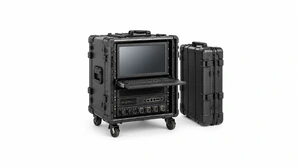 Touchscreen monitor integrated into transportable equipment case