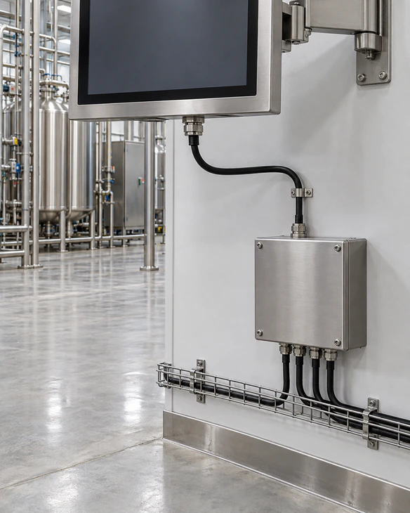 Representative capacitive touchscreen monitor control panel integration scenario
