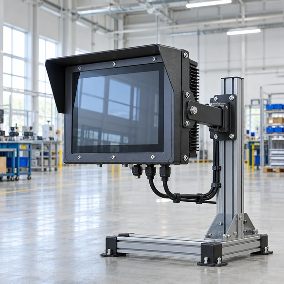 Outdoor touchscreen monitor LCD touch glass sealing enclosure and connection layers