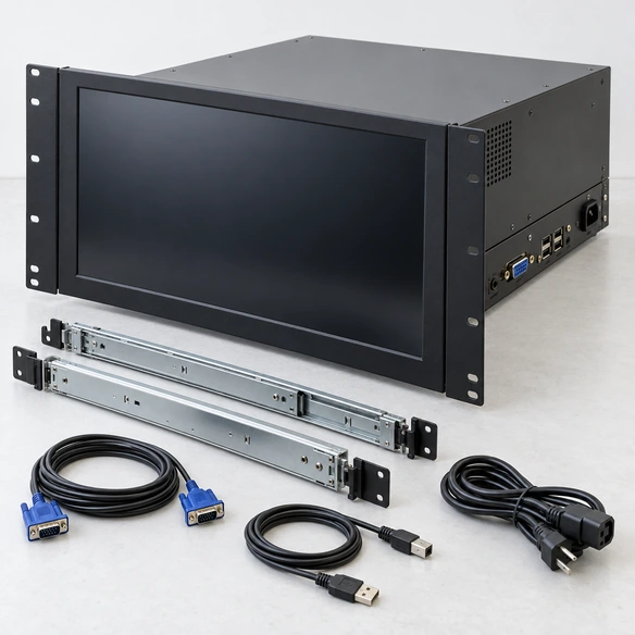 Fixed panel rack mount touchscreen monitor compared with VESA panel mount and rack console structures