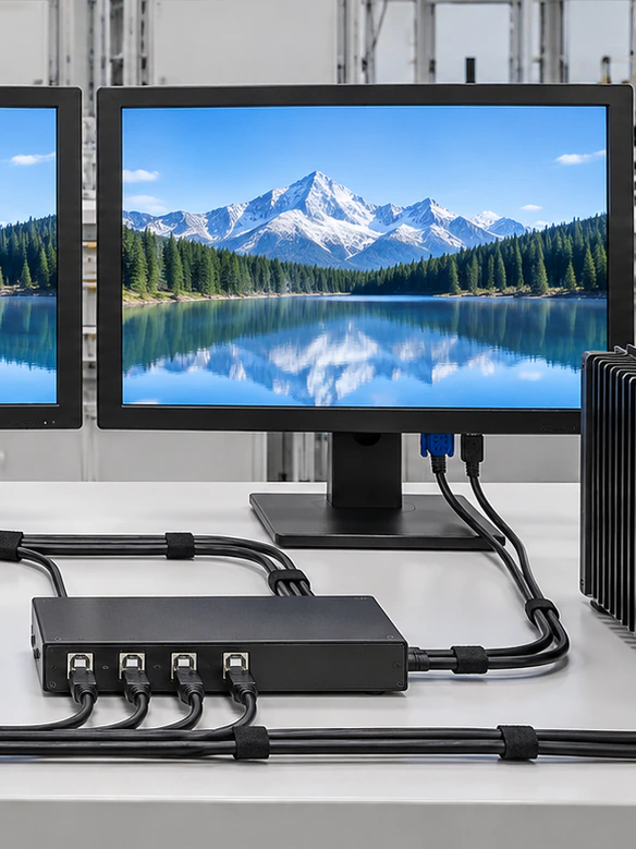 VGA touchscreen monitor video touch data and power signal architecture