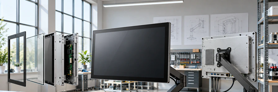 HDMI USB and USB-C connection paths for an external touchscreen monitor