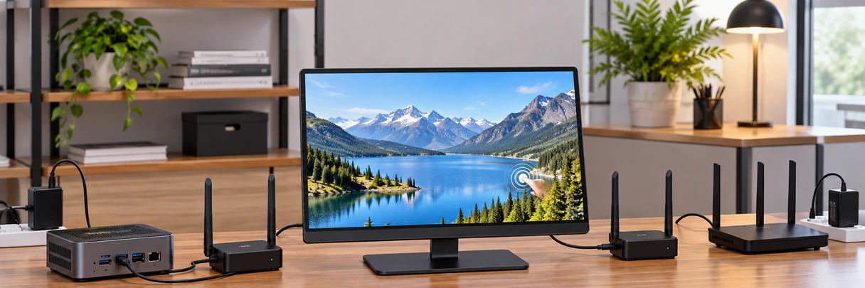 Comparison of wireless casting hardware wireless USB-C and HDMI touch connections