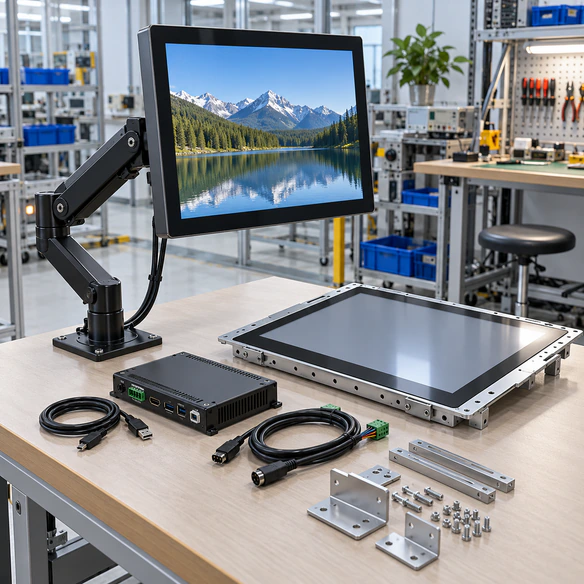 Capacitive touchscreen monitor selection by structure size input environment and host