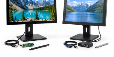 PCAP and resistive touch selection for VGA displays