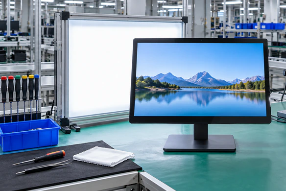 Lucky XFC capacitive touchscreen monitor production and quality inspection