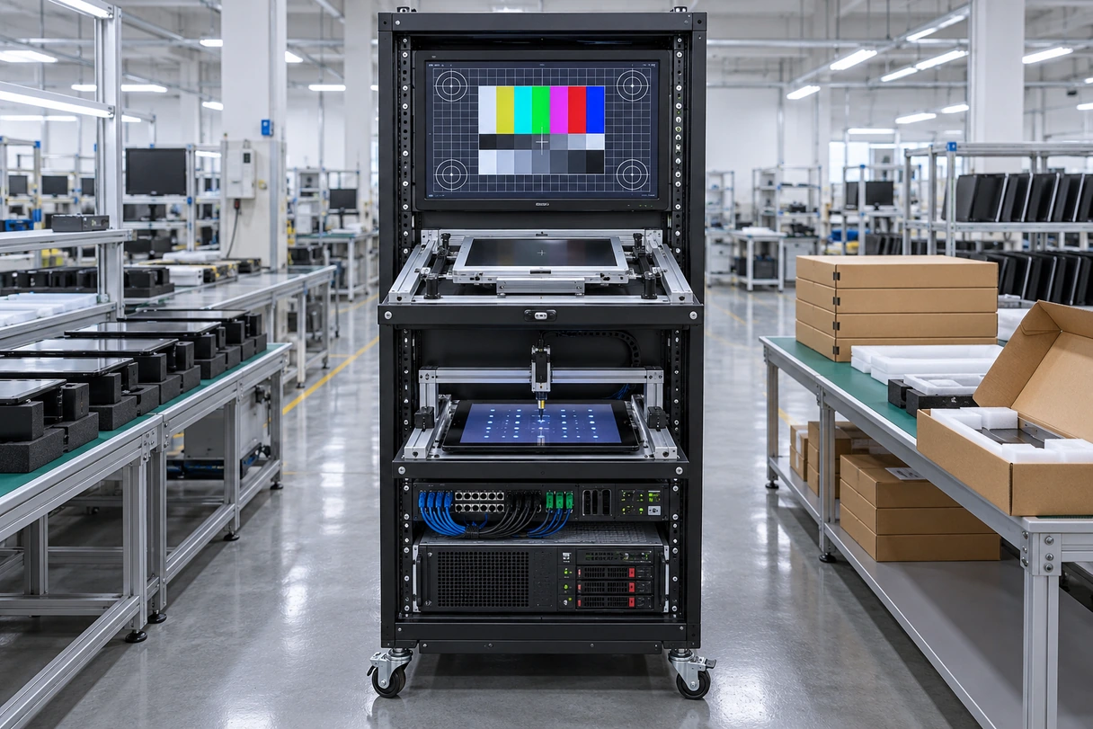 Lucky XFC rack touchscreen front panel display touch and dimensional inspection