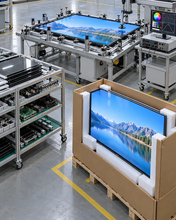 Lucky XFC 65 Inch Touchscreen Monitor production and quality inspection