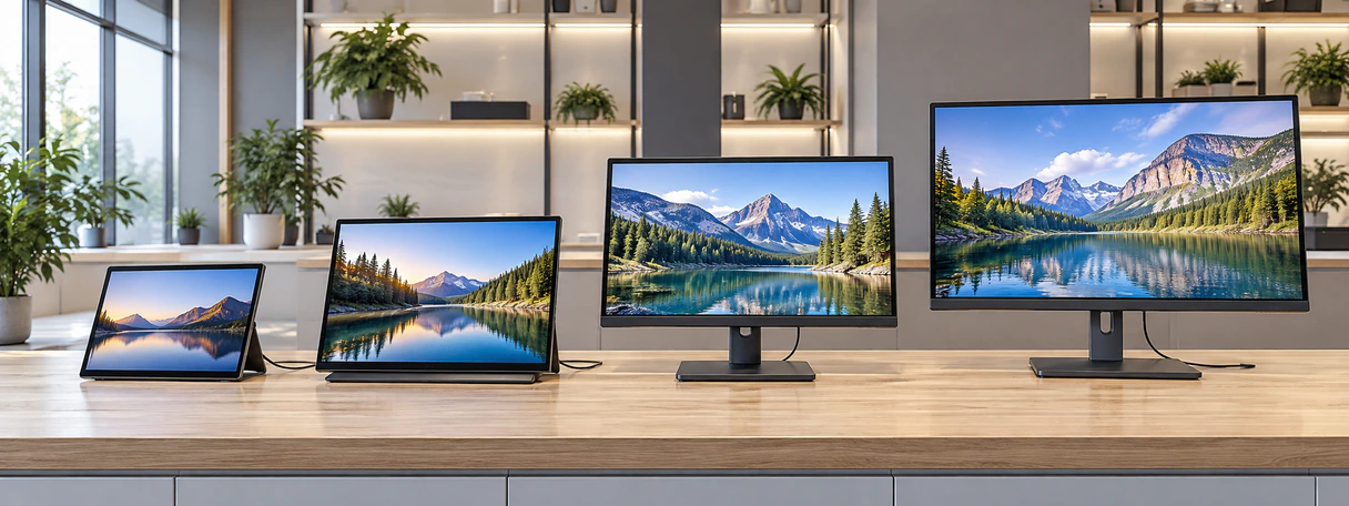 Comparison of 23.8 21.5 14 and 15.6-inch touchscreen monitor options