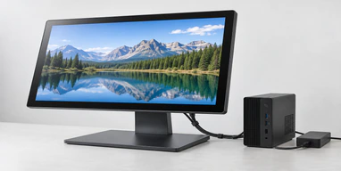 24 inch touchscreen monitor on an equipment desk