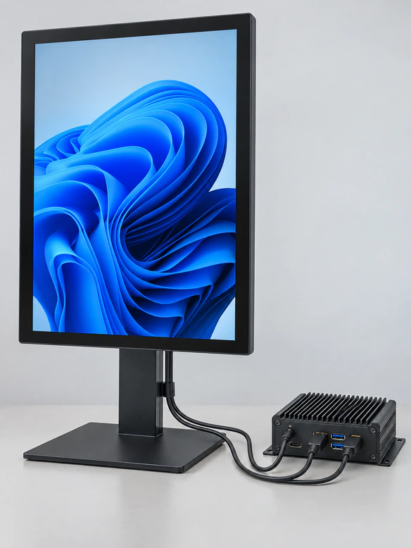 Touchscreen monitor connected to external host versus all-in-one structure