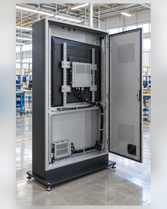 55 inch touchscreen monitor cabinet opening mounting and cable review