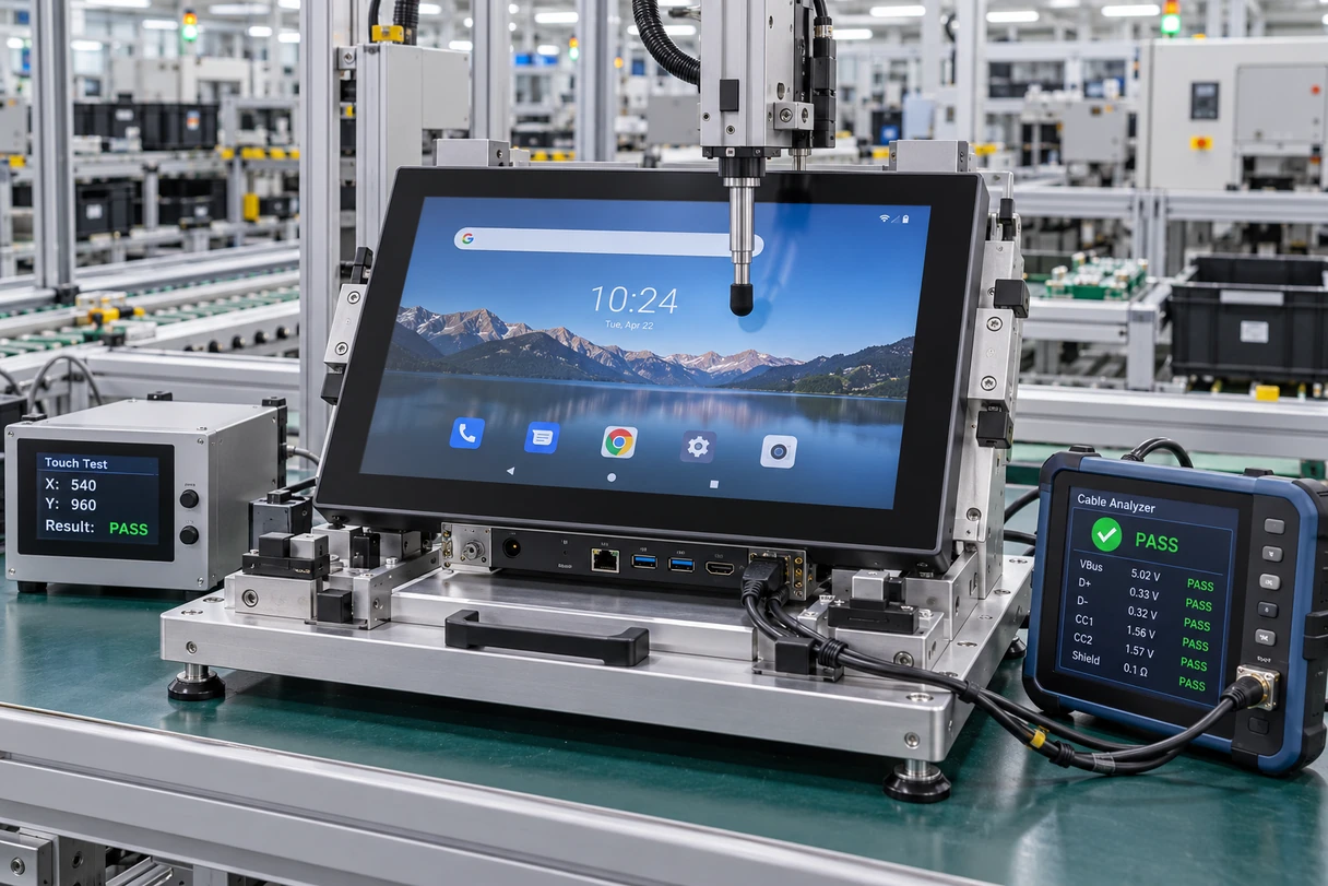 Lucky-XFC Android touchscreen monitor assembly and inspection