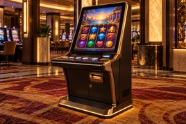 Curved gaming touchscreen display hardware in casino equipment