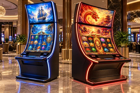 Curved gaming touchscreen monitor integrated into a custom cabinet