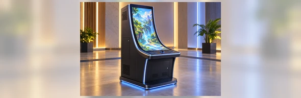 C-type curved touchscreen integrated into a custom cabinet