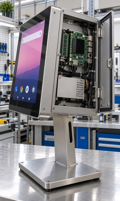 Custom Android touchscreen monitor computing interfaces housing and mounting options