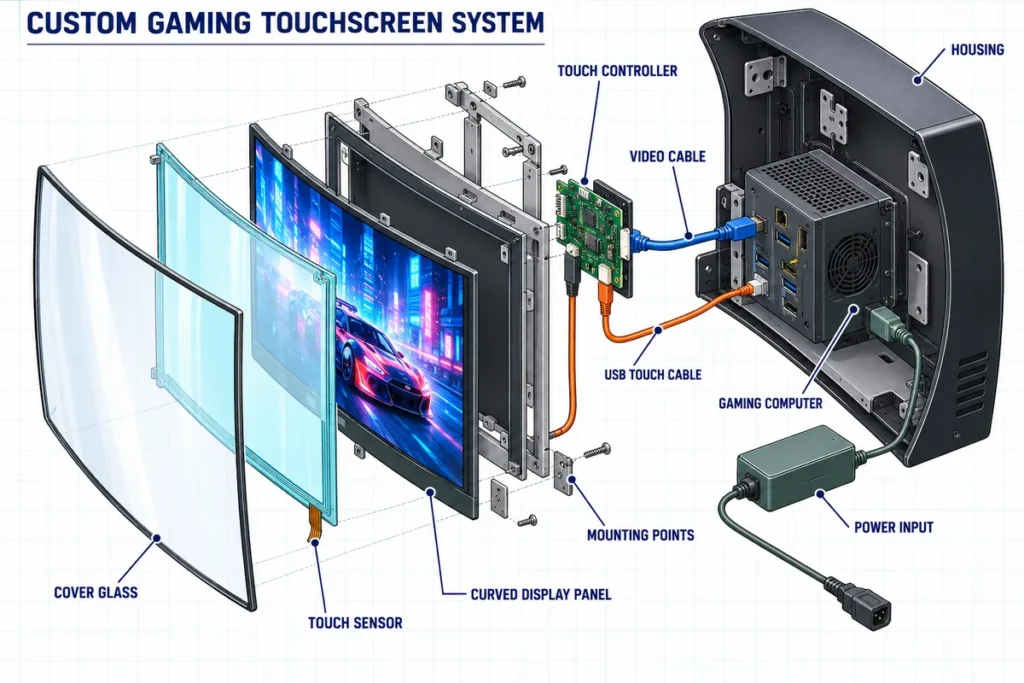 custom gaming touchscreen system components