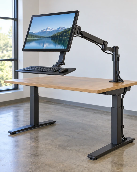 Desktop touchscreen monitor stand and VESA mounting options