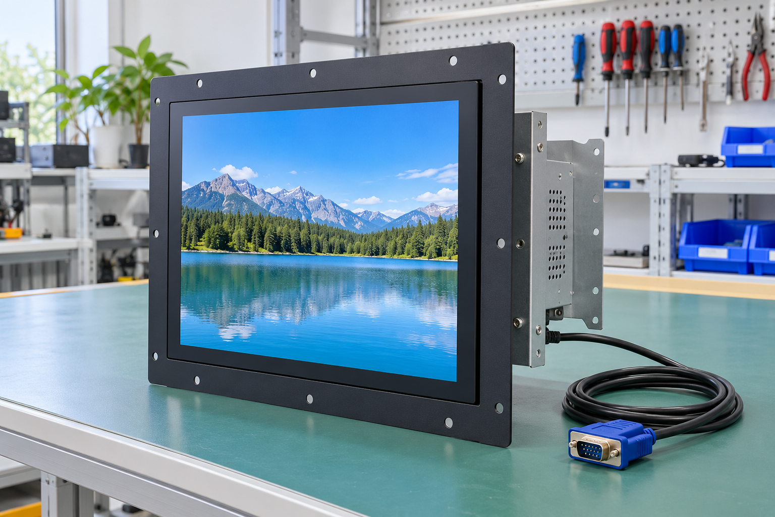 Panel mount VGA touch display for machine operator interface