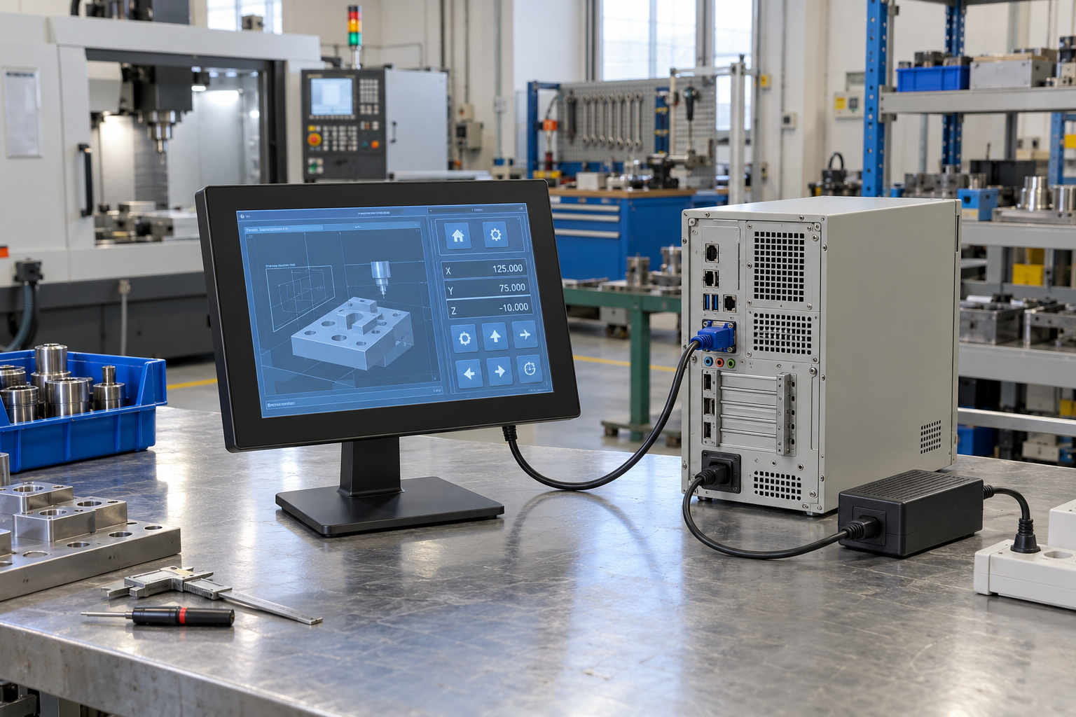 Open-frame VGA touchscreen monitor integrated into self-service equipment