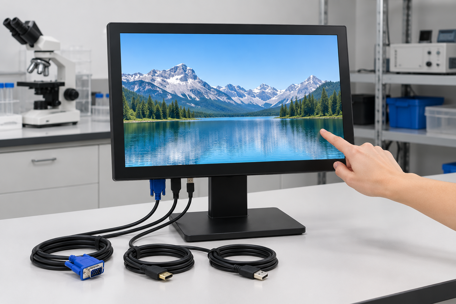 VGA touchscreen monitor for test and measurement equipment