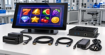 Custom gaming touchscreen monitor arrangement for interactive entertainment equipment