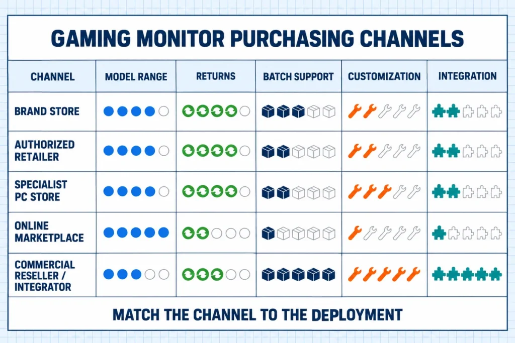gaming monitor purchasing channels comparison