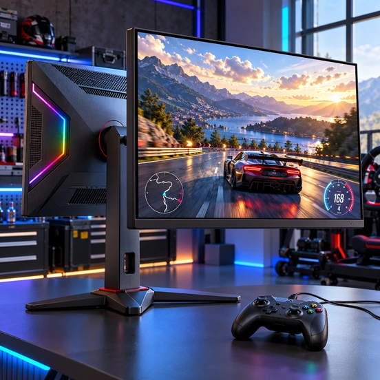 Gaming touchscreen monitor shapes selected around cabinet geometry