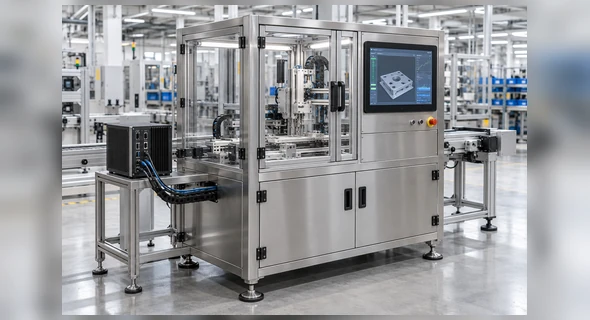 Industrial USB C touchscreen monitor integrated with equipment
