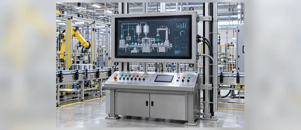 Open-frame touchscreen installed in an industrial control panel