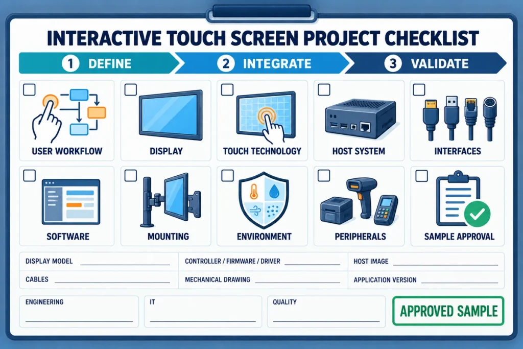 interactive touch screen selection validation checklist