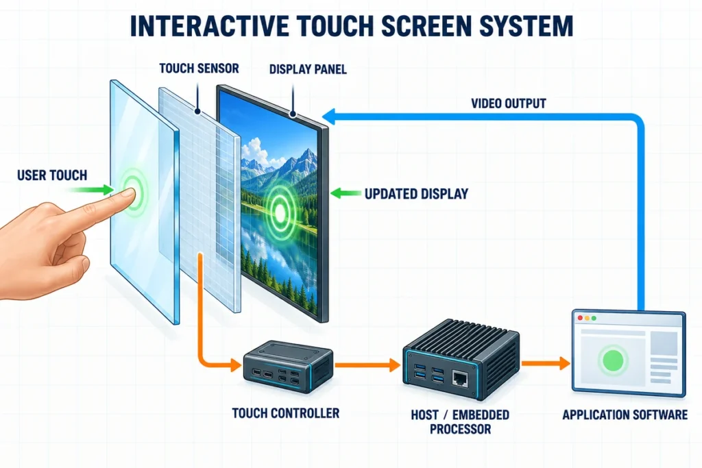 interactive touch screen system components