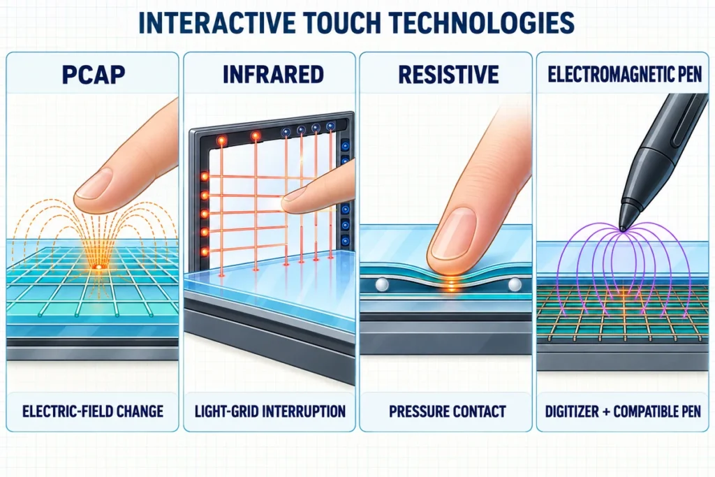 interactive touch screen technologies comparison