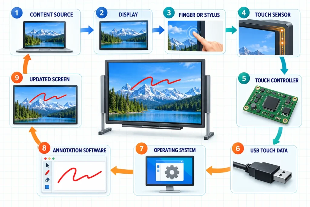 interactive whiteboard touch signal flow