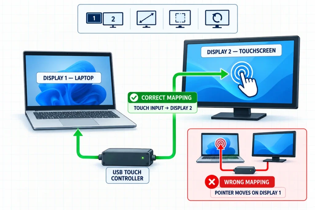 map touchscreen to correct display