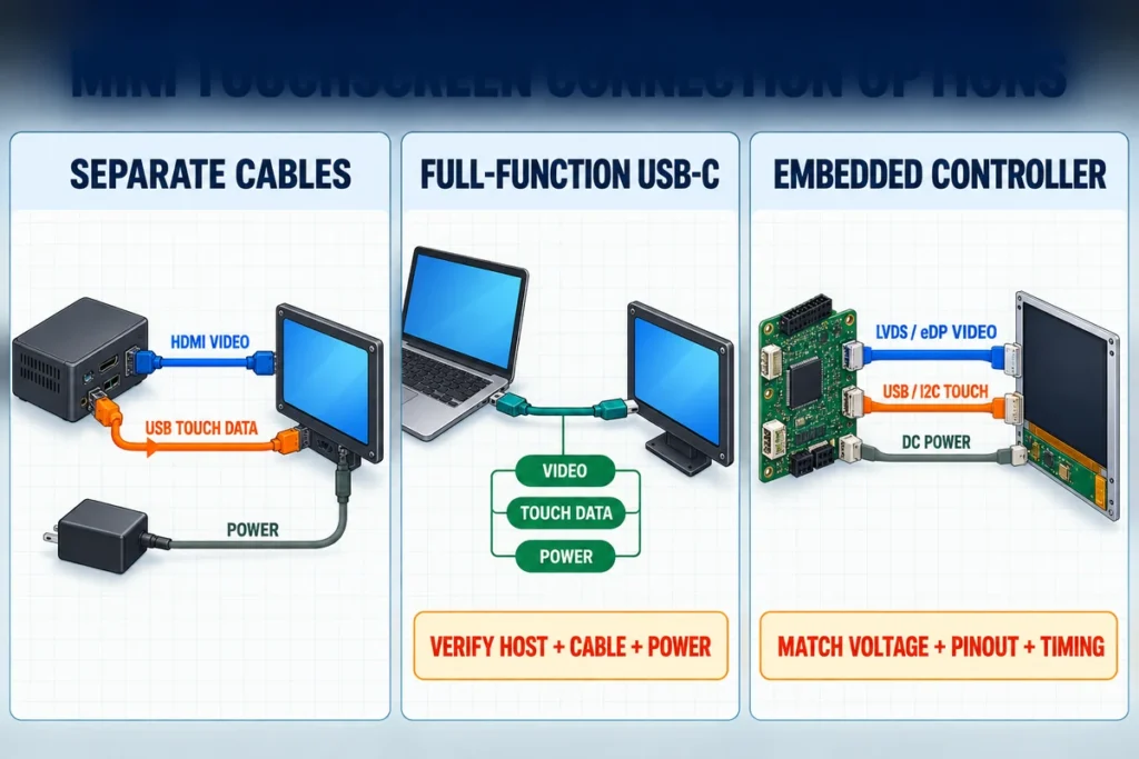 mini touchscreen connection options