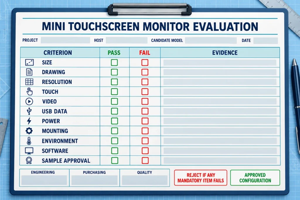 mini touchscreen monitor evaluation checklist