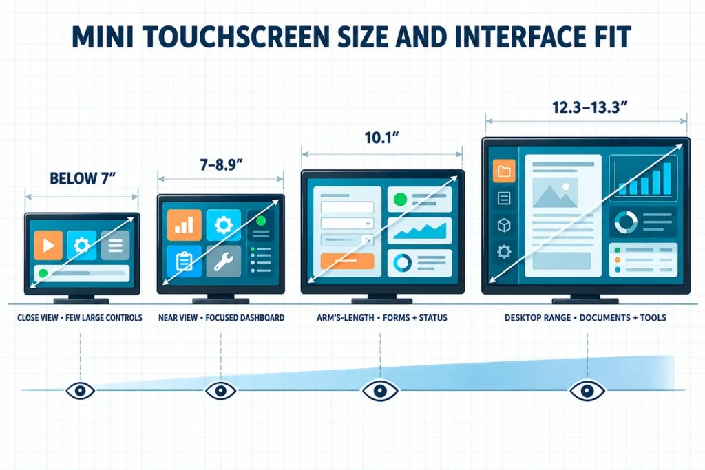 mini touchscreen size interface comparison