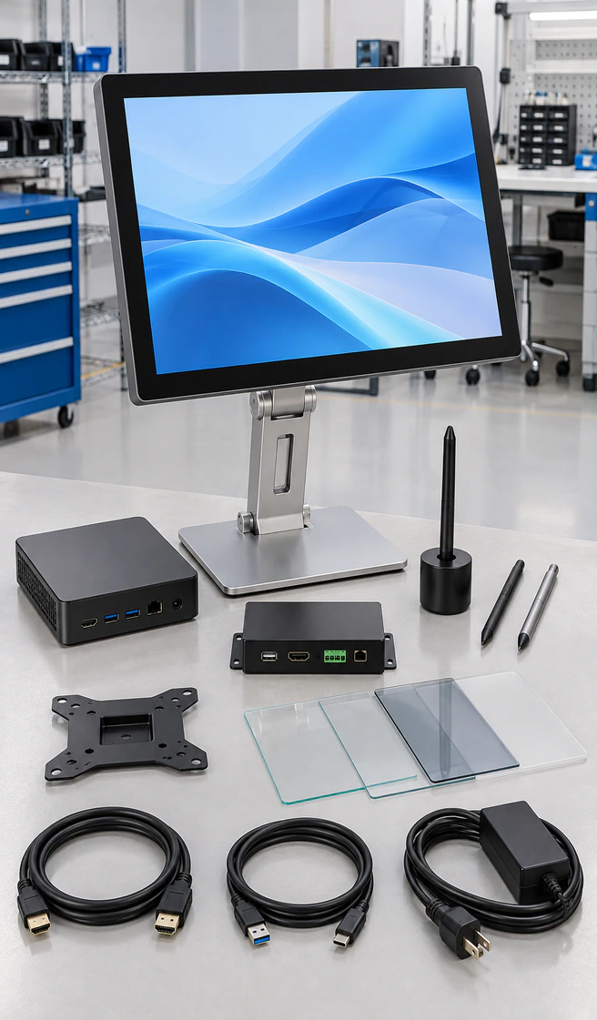 Touch screen monitor and stylus operation scene