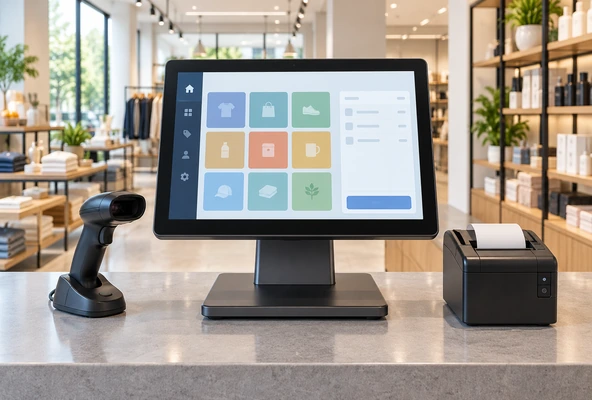 Flat touchscreen monitor alternative for a POS terminal