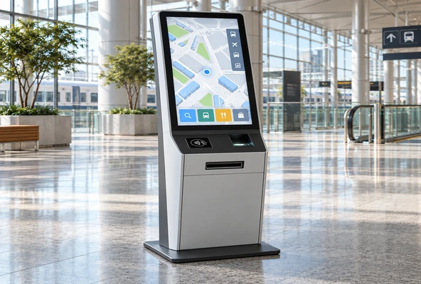 Open-frame touchscreen monitor alternative integrated into a kiosk