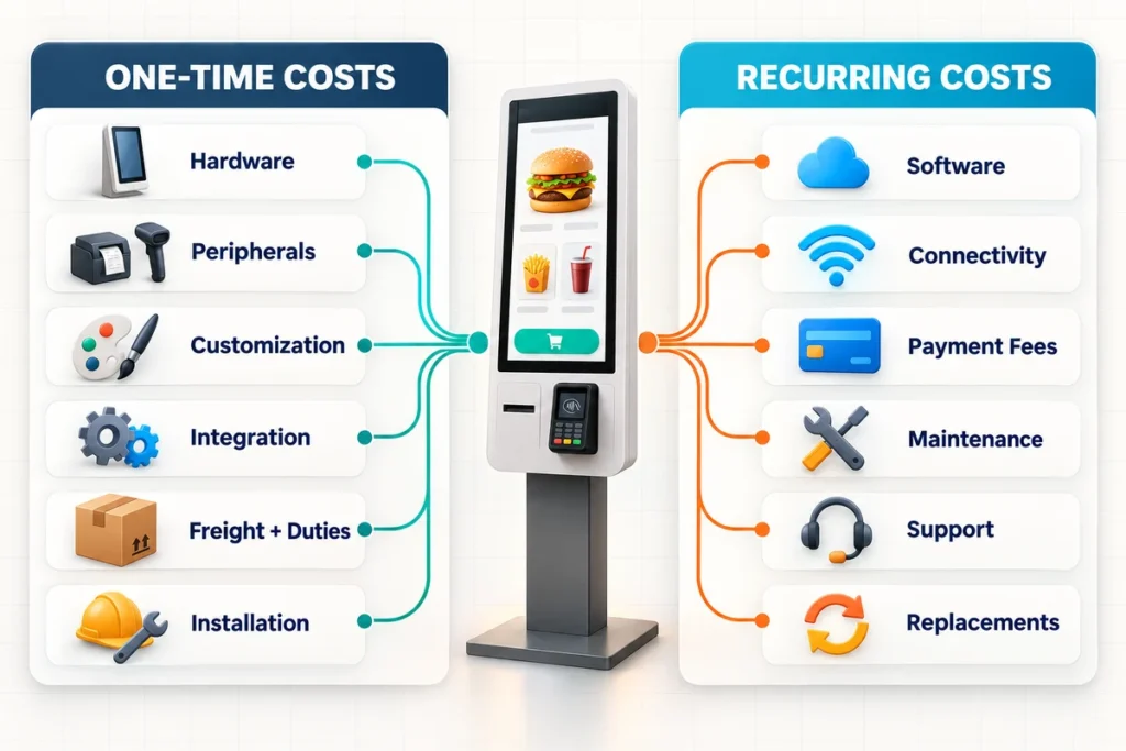 self ordering kiosk one time recurring costs