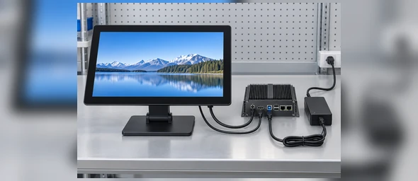 Separate video touch-data and power connections for a touchscreen monitor