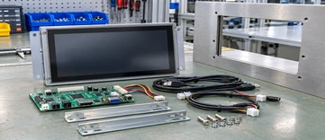 Panel mount and open frame small touchscreen monitor installed in equipment