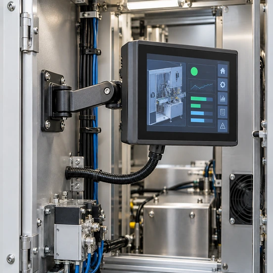 Small touchscreen monitor video touch data and power connections
