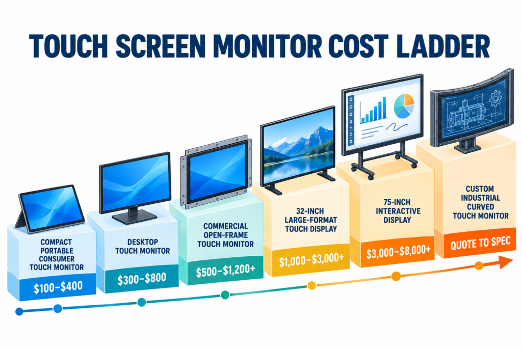 touch screen monitor price range by type