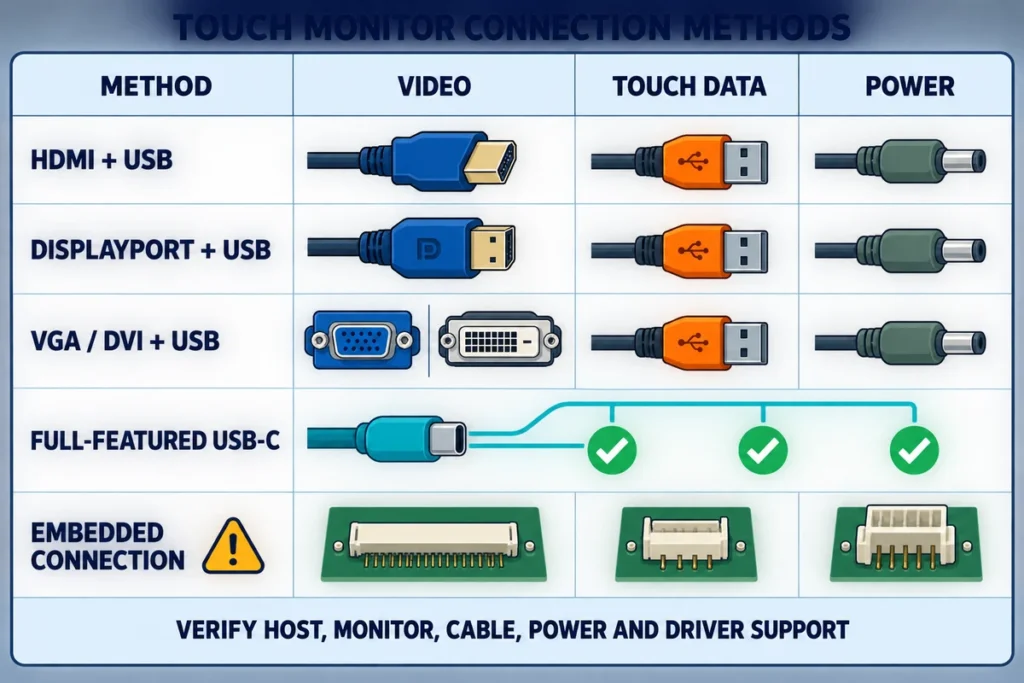 touchscreen monitor computer connection methods