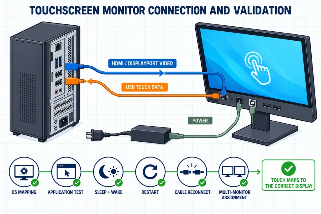 touchscreen monitor connection validation